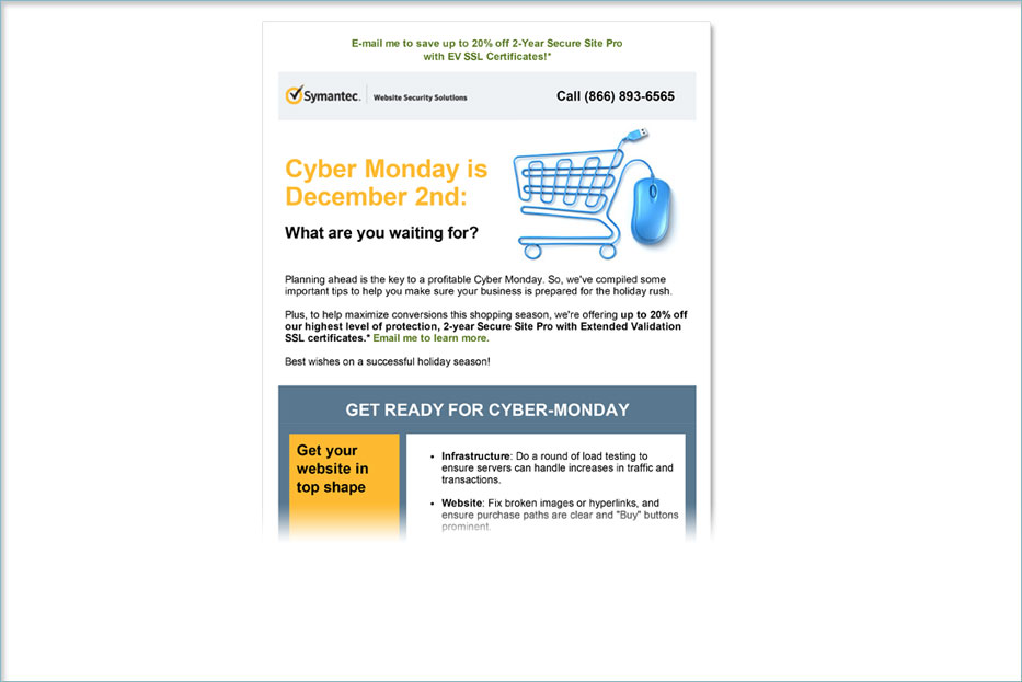 Symantec Cyber Monday Email